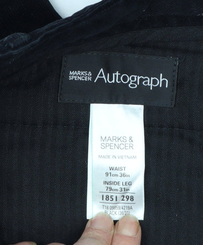 Marks and Spencer Men’s Black Corduroy Chino Trousers 36W 31L