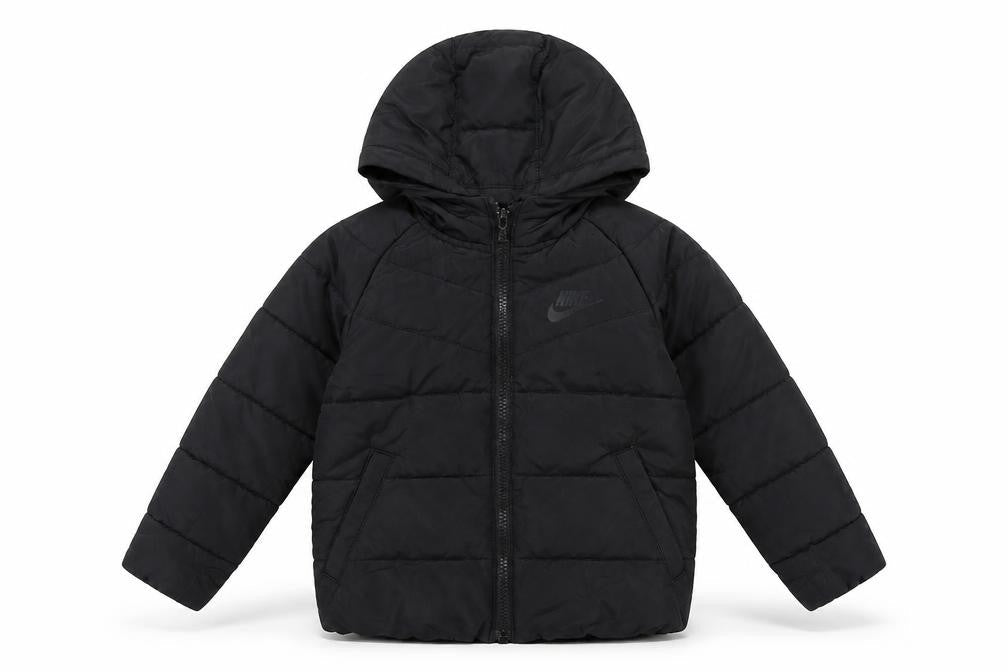 Nike Boys Black Hooded Puffer Jacket 2-3 Years Winter Full Zip