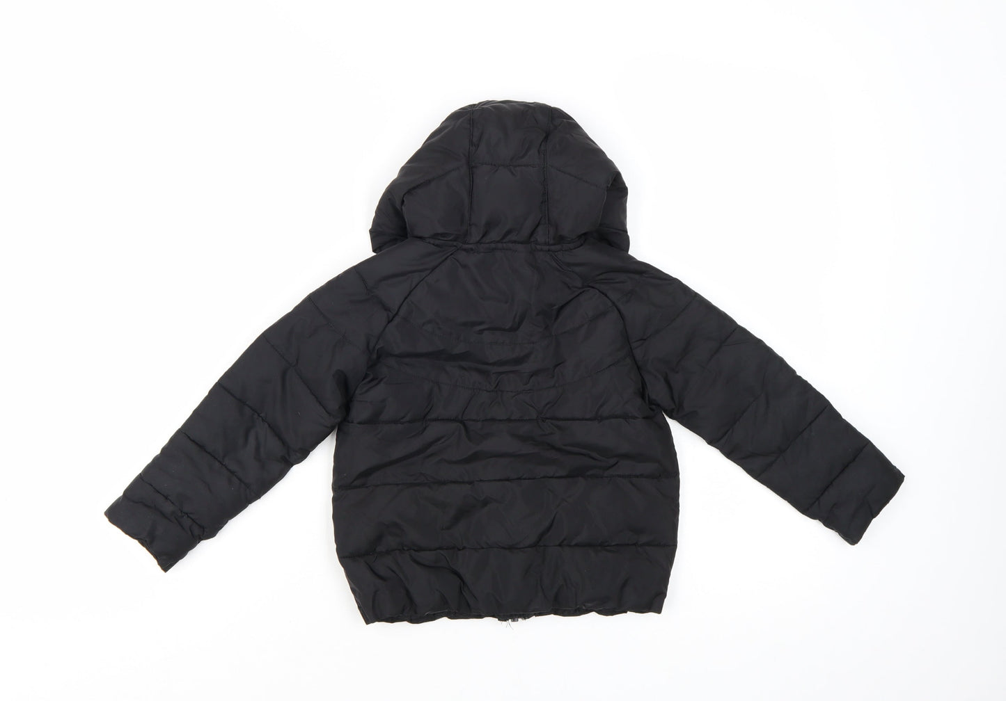 Nike Boys Black Hooded Puffer Jacket 2-3 Years Winter Full Zip