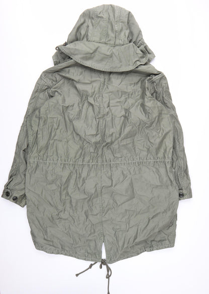 GAP Women’s Green Cotton Parka Jacket 2XL Hooded Drawstring Casual