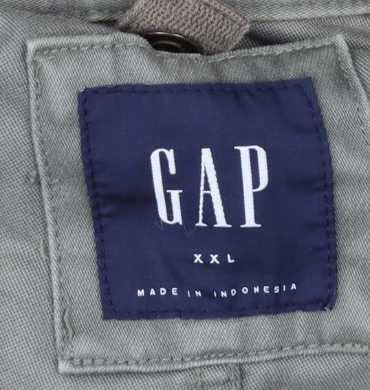 GAP Women’s Green Cotton Parka Jacket 2XL Hooded Drawstring Casual