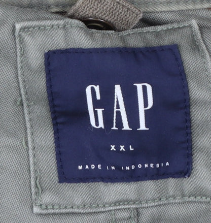 GAP Women’s Green Cotton Parka Jacket 2XL Hooded Drawstring Casual