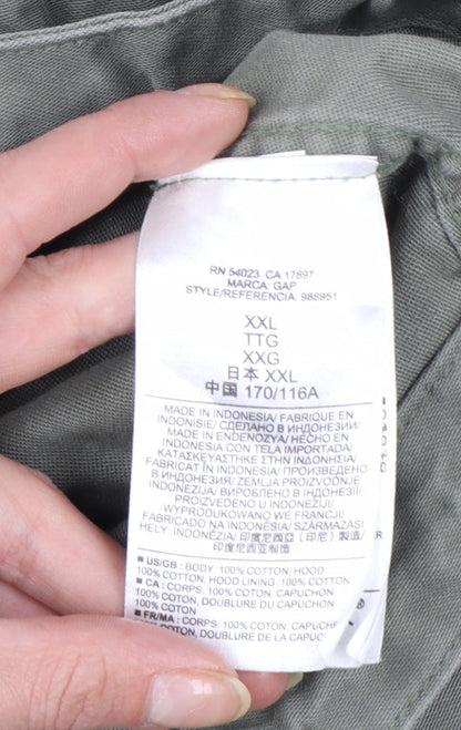 GAP Women’s Green Cotton Parka Jacket 2XL Hooded Drawstring Casual