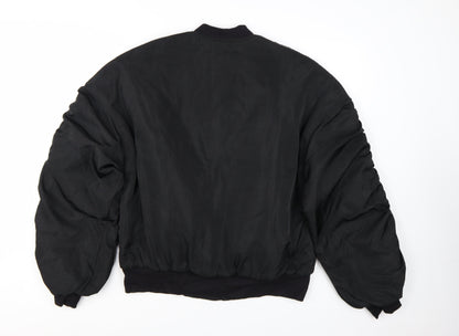 PrettyLittleThing Women's Black Bomber Jacket Size M Zip Pockets