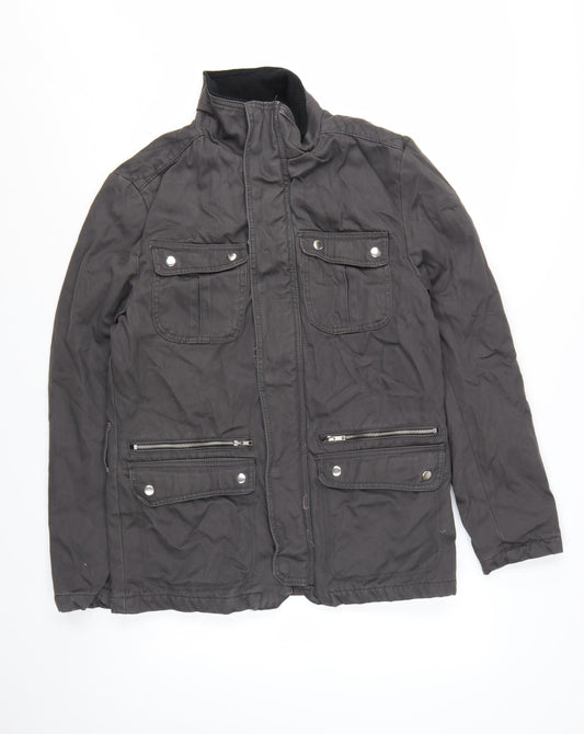 H&M Men's Black 38 Regular Cotton Military Jacket