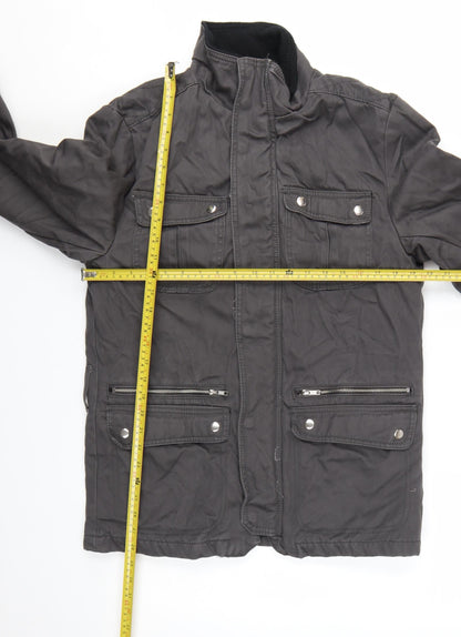 H&M Men's Black 38 Regular Cotton Military Jacket