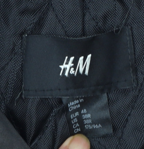 H&M Men's Black 38 Regular Cotton Military Jacket