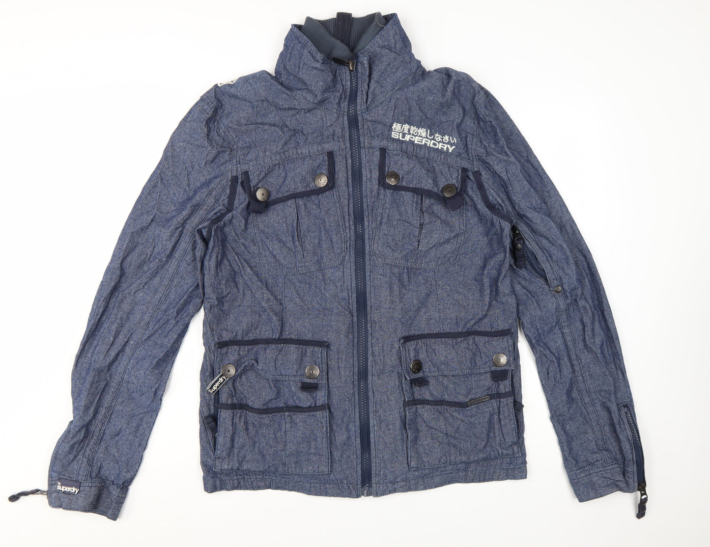 Superdry Men's Blue Cotton 2XL Casual Zip Jacket