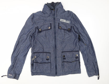 Superdry Men's Blue Cotton 2XL Casual Zip Jacket