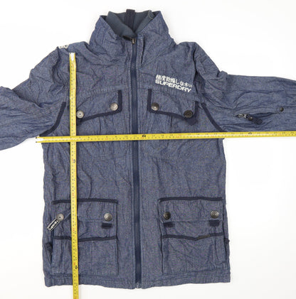 Superdry Men's Blue Cotton 2XL Casual Zip Jacket