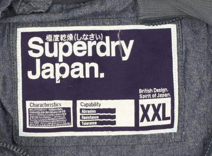 Superdry Men's Blue Cotton 2XL Casual Zip Jacket