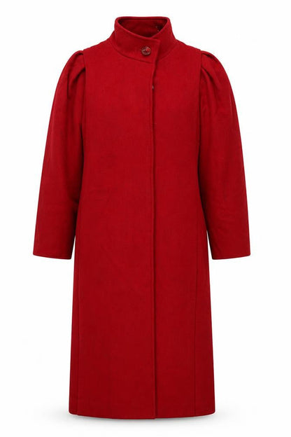 CAPRI Womens Red Wool Long Overcoat Size 8 Classic Style