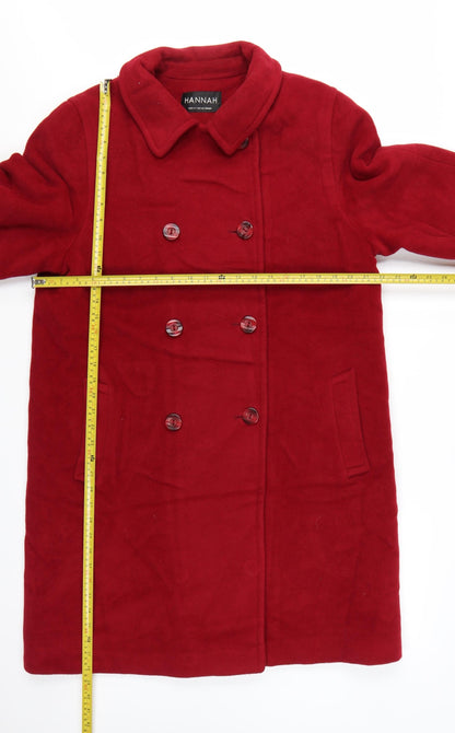 Hannah Women's Red Wool Alpaca Blend Long Overcoat Size 12
