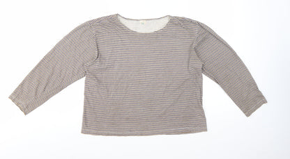 J.Crew Women's Multicoloured Striped Long Sleeve Cotton T-Shirt M