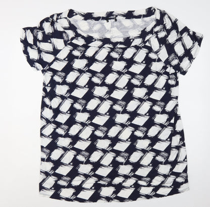Roman Women’s Blue White Geometric Jersey Plus Size 26 T-Shirt
