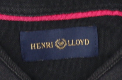 Henri Lloyd Men's Black Cotton Polo Shirt Size M Button Collar