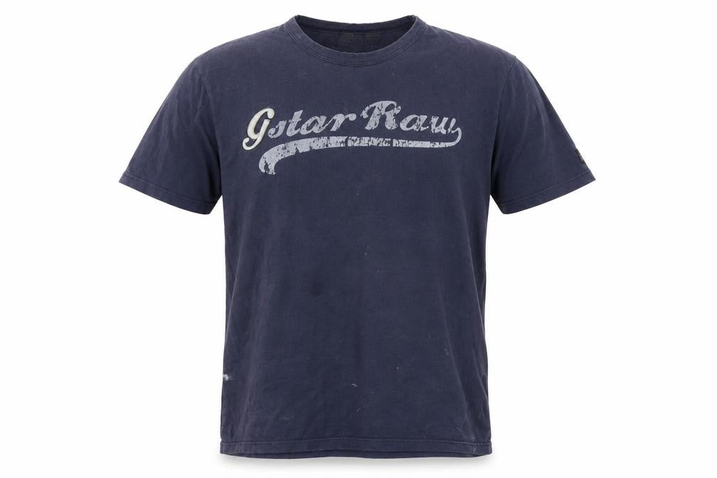 G-Star RAW Men's Navy Blue Graphic Print Crew Neck T-Shirt Size L