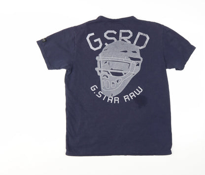 G-Star RAW Men's Navy Blue Graphic Print Crew Neck T-Shirt Size L
