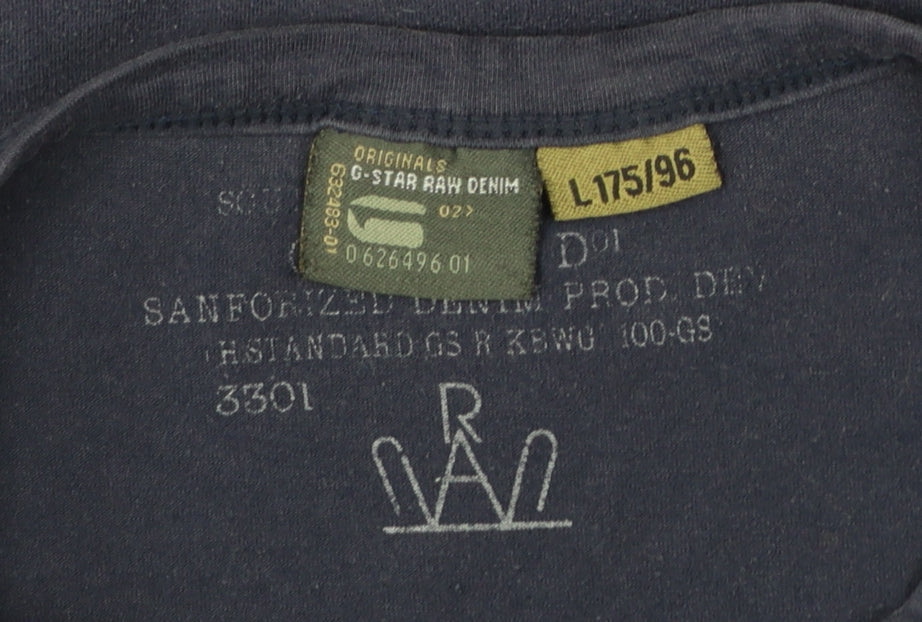 G-Star RAW Men's Navy Blue Graphic Print Crew Neck T-Shirt Size L