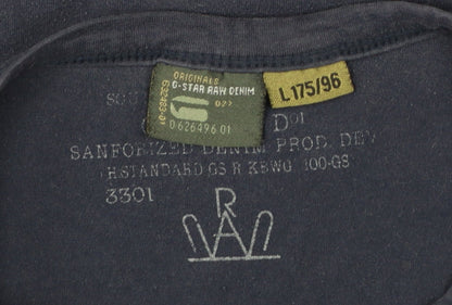 G-Star RAW Men's Navy Blue Graphic Print Crew Neck T-Shirt Size L