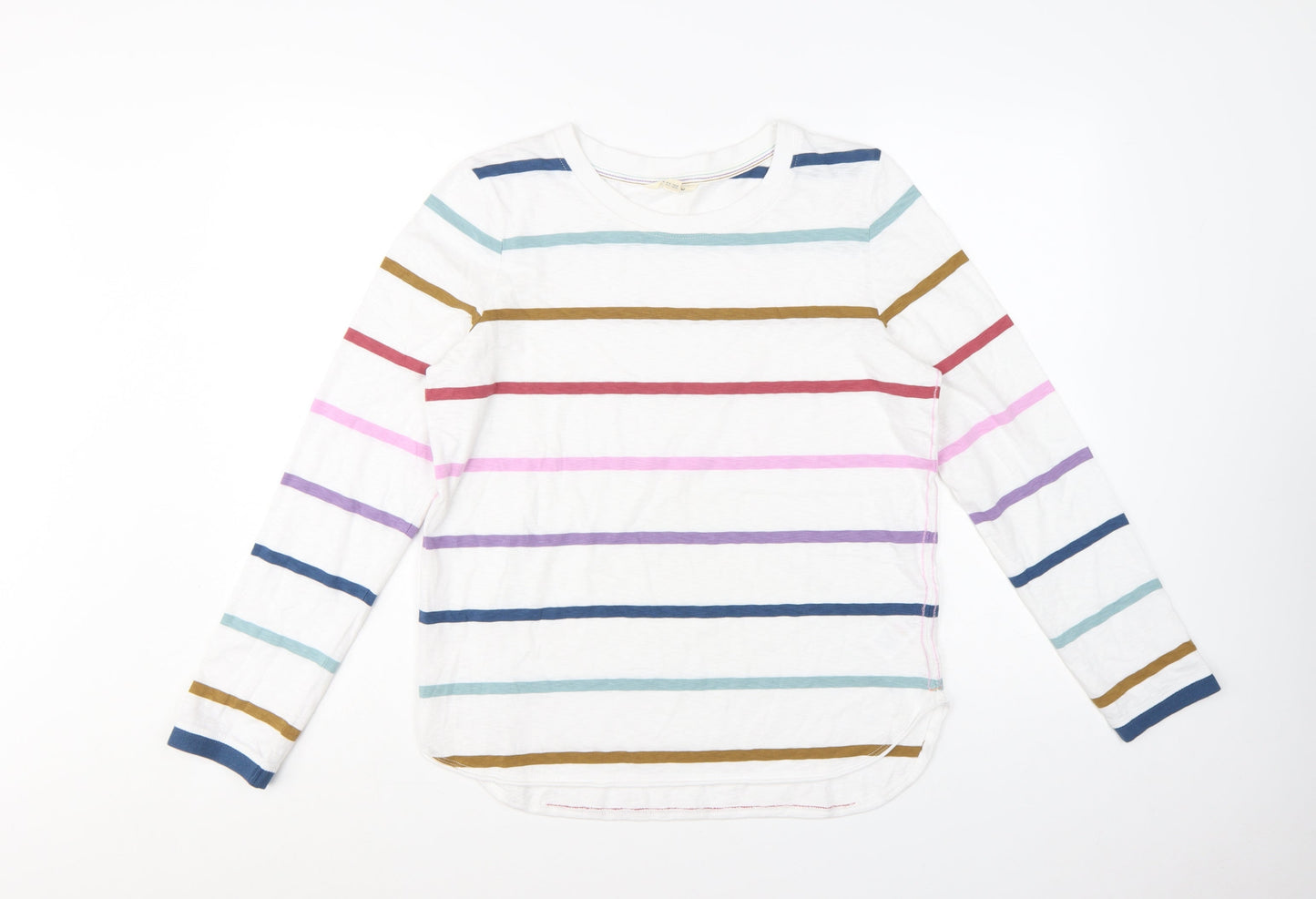 White Stuff Women's Multicoloured Stripe Cotton Long Sleeve T-Shirt Size 14