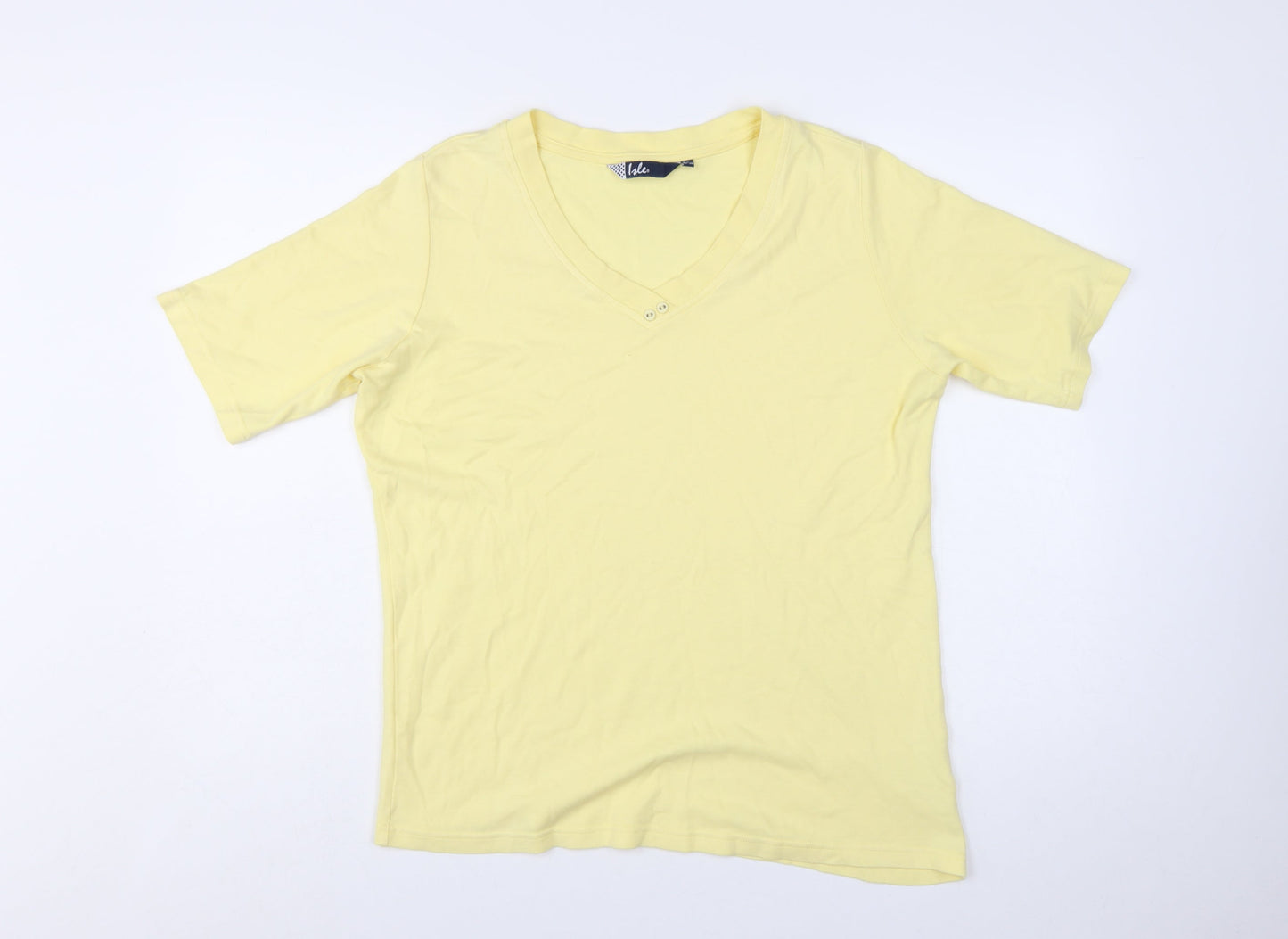 Isle Womens Yellow V-Neck Cotton Short Sleeve Basic T-Shirt Size L 18-20