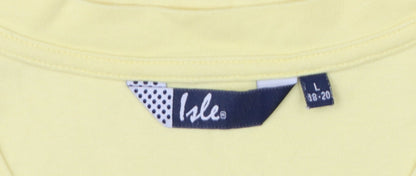 Isle Womens Yellow V-Neck Cotton Short Sleeve Basic T-Shirt Size L 18-20