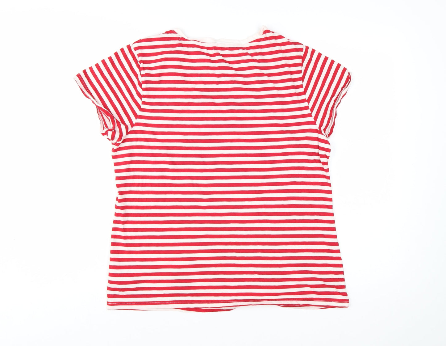 Disney Womens Red Striped Mickey Mouse Cotton T-Shirt Size M