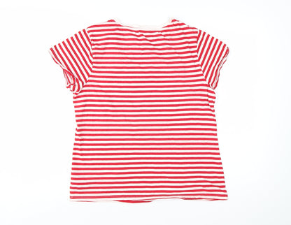 Disney Womens Red Striped Mickey Mouse Cotton T-Shirt Size M