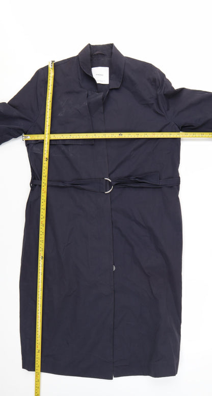 Mango Women's Blue Long Belted Trench Coat XS