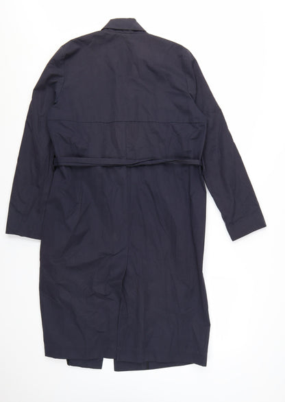 Mango Women's Blue Long Belted Trench Coat XS