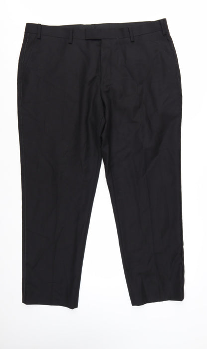 John Lewis Men’s Black Wool Regular Fit Dress Trousers 40S