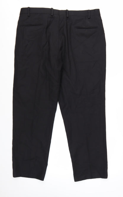 John Lewis Men’s Black Wool Regular Fit Dress Trousers 40S