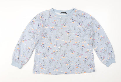 Bonmarché Women Blue Floral Pullover Sweatshirt Size 16