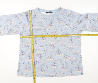 Bonmarché Women Blue Floral Pullover Sweatshirt Size 16