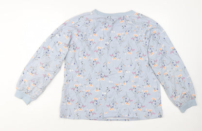 Bonmarché Women Blue Floral Pullover Sweatshirt Size 16