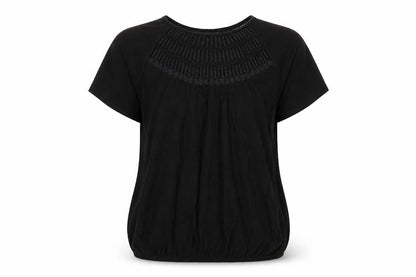 Next Women’s Black Cotton Short Sleeve Crochet Blouse UK 12