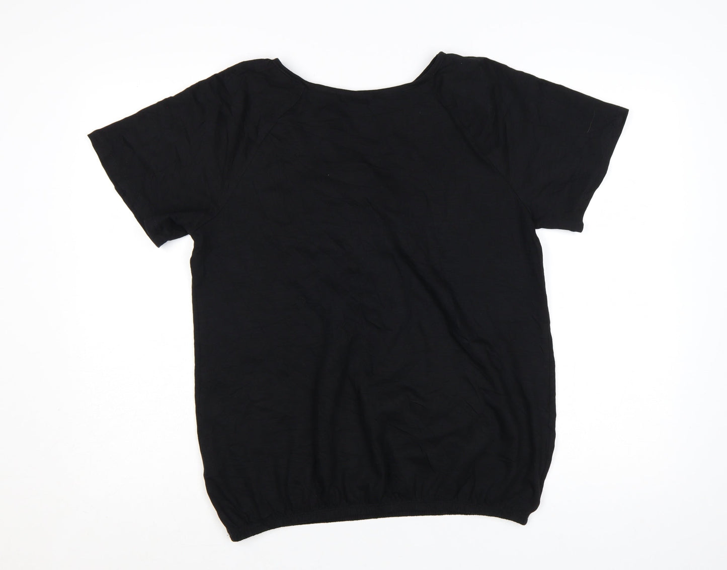 Next Women’s Black Cotton Short Sleeve Crochet Blouse UK 12