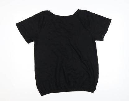 Next Women’s Black Cotton Short Sleeve Crochet Blouse UK 12