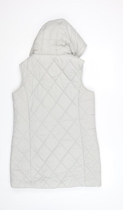 Cotton Traders Women's Grey Quilted Hooded Sleeveless Gilet Size 12