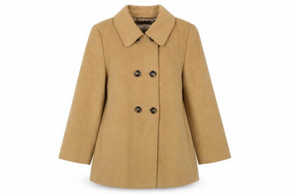 CC Petite Women's Beige Wool Pea Coat Size 16 Mid-Length