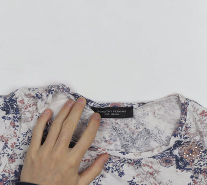 Dorothy Perkins Women’s Multicoloured Floral Beaded T-Shirt Size 12