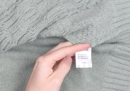 Cotton Traders Women Sage Green Cable-Knit Long Cardigan Size 16