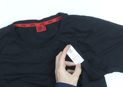 DFND Boys Black Logo Cotton T-Shirt 15-16 Years Short Sleeve Crew Neck