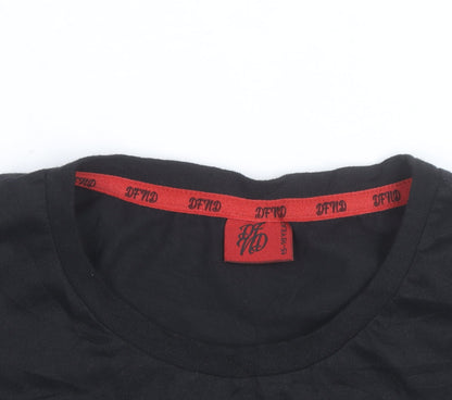 DFND Boys Black Logo Cotton T-Shirt 15-16 Years Short Sleeve Crew Neck