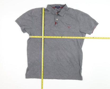 GANT Men's Grey Cotton Short Sleeve Polo Shirt XL