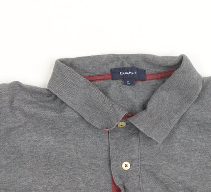 GANT Men's Grey Cotton Short Sleeve Polo Shirt XL