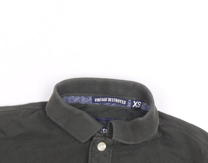 Superdry Men's Green XS 'Vintage Destroyed' Polo Shirt