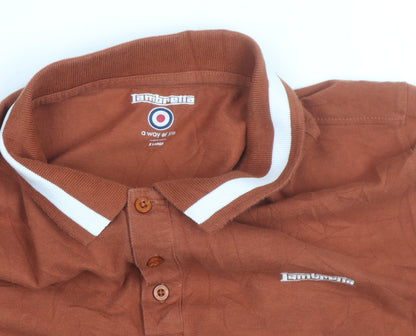 Lambretta Men's Brown XL Cotton Polo Shirt Retro Style