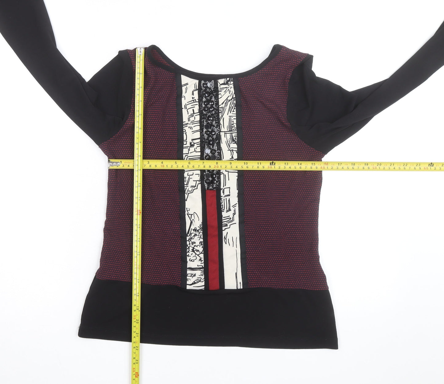 Bleu Blanc Rouge Womens Multicoloured Long Sleeve Jersey Blouse Size 14